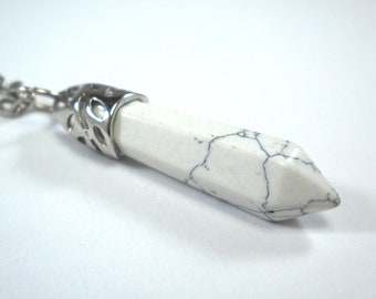 White Turquoise Gemstone Pendant, White Turquoise Gemstone Necklace, Chakra Healing Gemstone Necklace, Men's Necklace, Women's Necklace