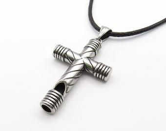 Stainless Steel Large Cross Whistle Pendant, Hypo Allergenic Jewelry, Spiritual Jewelry, Men's Necklace, Woman Necklace, Whistle Cross