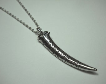 Antique Silver Tone Tusk Pendant, Men's Necklace, Tribal Jewelry, Tibetian Jewelry, Tusk Pendant, Women's Necklace