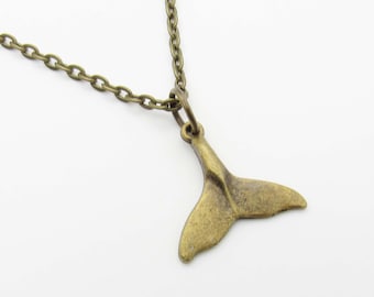 Bronze Whale Tail Charm, Fish Tail Bronze Charm Pendant Necklace for Men, Woman's Necklace, Men's Jewelry, Women's Jewelry
