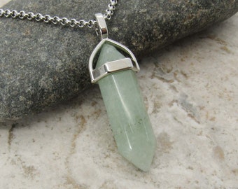 Faceted Bullet Cut Aventurine Crystal Pendant, Aventurine Healing Crystal Pendant, Aventurine Gemstone, Men's Necklace, Women's Necklace