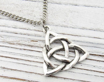 Antique Silver Trinity Knot Pendant Necklace, Celtic Knot Men's Jewelry, Trinity Knot Charm Pendant, Necklace for Men, Woman's Necklace
