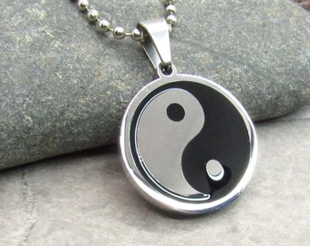 Collier pendentif en acier inoxydable Yin Yang, bijoux hypoallergéniques, collier pour hommes, bijoux pour hommes, collier femme, bijoux pendentif Zen