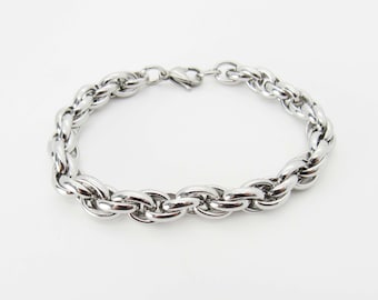 Stainless Steel Braided Oval Rope Chain Bracelet, 201 Stainless Steel Bracelet, Men's Bracelet, Women's Jewelry, Fashion Bracelet