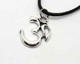 Om Symbol Meditation Pendant Necklace, Antique Silver Tone, Men's Necklace, Sacred Mantra in Hinduism, Symbol of AUM, Women's Necklace