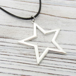 Large Star Pendant Necklace, Celestial Star Necklace, Silver Tone Star Necklace, Gift for Men, Men&#39;s Necklace, Women&#39;s Necklace