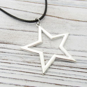 Large Star Pendant Necklace, Celestial Star Necklace, Silver Tone Star Necklace, Gift for Men, Men's Necklace, Women's Necklace