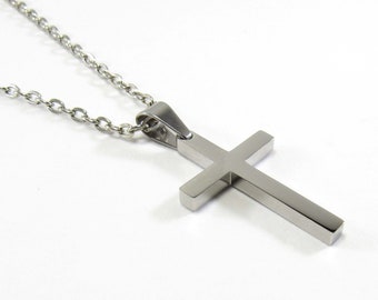 Stainless Steel Cross Pendant, Hypo Allergenic Jewelry, Spiritual Jewelry, Men's Necklace, Men's Jewelry, Woman Necklace
