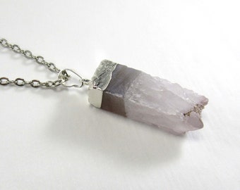 Amethyst Column Natural Crystal Quartz Necklace, Amethyst Crystal Pendant, Chakra Crystal, Healing Crystal, Men's Necklace, Women's Necklace