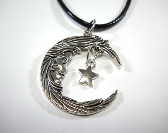 Celestial Moon and Star Pendant, Celestial Charms Necklace, Crescent Moon Star Charm, Necklace for Women, Woman's Necklace, Men's Necklace