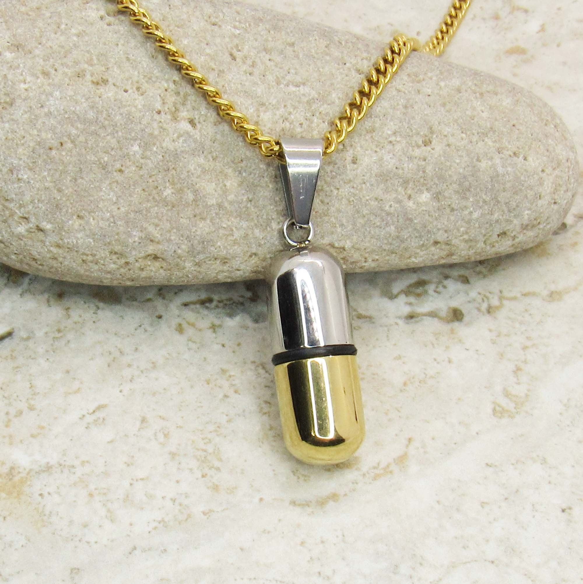 Stainless Steel Pill Capsule with rubber ring, Water tight Stash