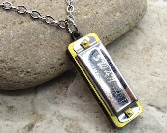 Mini Silver Harmonica Pendant Necklace, Men's Necklace, Retro Harmonica Necklace, Playable Mini Harmonica Necklace, Women's Necklace