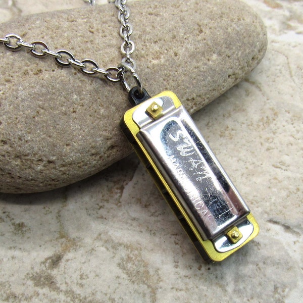 Mini Silver Harmonica Pendant Necklace, Men's Necklace, Retro Harmonica Necklace, Playable Mini Harmonica Necklace, Women's Necklace