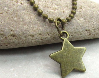 Antique Bronze Star Pendant Necklace, Celestial Necklace, Men's Necklace, Necklace for Women, Woman's Necklace