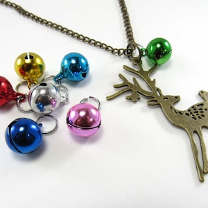 Reindeer with Jingle Bell Pendant Bronze Necklace, Reindeer Pendant, Christmas Reindeer, Reindeer Charm, Women&#39;s Necklace, Men&#39;s Necklace
