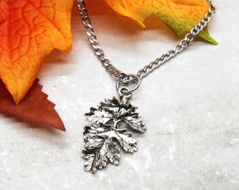 Fall Leaf Necklace, Oak Leaf Pendant, Men's Necklace, Women's Necklace, Seasonal Jewelry, Nature Necklace, Women's Jewelry