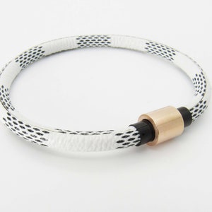 White and Black Poly Leather Cord Bracelet with Magnetic Clasp, Men&#39;s Poly Leather Cord Bracelet, Women&#39;s Bracelet, Men&#39;s Fashion Bracelet
