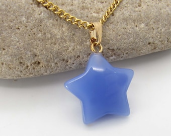 Cornflower Blue Glass Star Pendant Necklace, Men's Necklace, Celestial Star Jewelry, Women's Necklace, Men's Jewelry, Celestial Jewelry