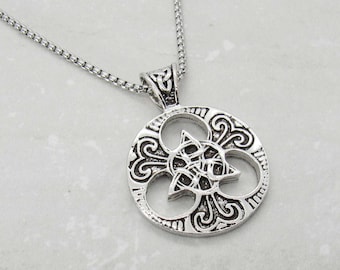 Trinity Knot Medallion Pendant 22" Stainless Steel Chain Necklace, Men's Necklace, Women's Necklace, Celtic Jewelry, Trinity Knot Pendant