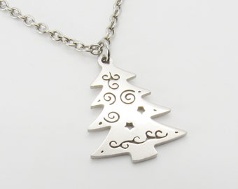 201 Stainless Steel Christmas Tree Charm Pendant Necklace, Men's Necklace, Hypo Allergenic Jewelry, Woman's Necklace, Charm Pendant Jewelry