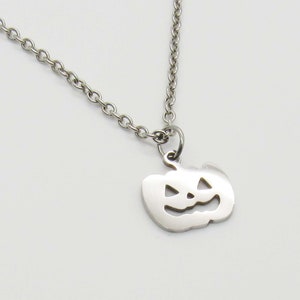 Happy Pumpkin Halloween Charm Pendant Necklace, Men&#39;s Necklace, Hypo Allergenic Stainless Steel Jewelry, Woman&#39;s Necklace, Halloween Jewelry