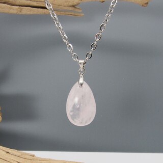 Collana Con Ciondolo In Quarzo Rosa Naturale, Pietra A Goccia Per Guarigione Chakra, Gioielli In Opale Per Donne E Ragazze, Tono Oro Rosa