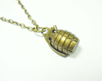 Hand Grenade Pendant, Military Necklace, Men's Necklace, Weapon Jewelry, Urban Jewelry, Women's Necklace, Men's Jewelry