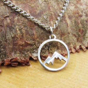 Stainless Steel Mountain Charm Pendant Necklace, Men's Necklace, Hypo Allergenic Jewelry, Woman's Necklace, Men's Charm Pendant Jewelry