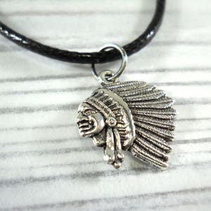 Indianer Häuptling Anhänger, Antike Silber Ton, Native Halskette, Stammes-Schmuck, Halskette Herren, Kette Damen