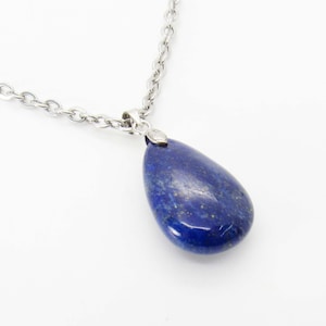 Natural Lapis Lazuli Teardrop Gemstone Pendant Necklace, Natural Lapis Lazuli Gemstone, Spiritual Gemstone, Women&#39;s Necklace, Men&#39;s Necklace