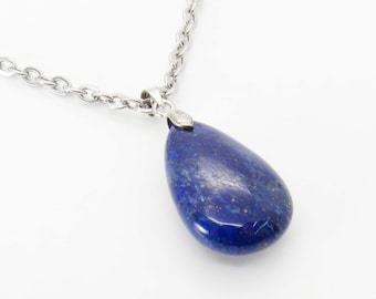 Natural Lapis Lazuli Teardrop Gemstone Pendant Necklace, Natural Lapis Lazuli Gemstone, Spiritual Gemstone, Women's Necklace, Men's Necklace