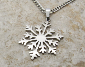 201 Stainless Steel Snowflake Charm Pendant Necklace, Men's Necklace, Hypo Allergenic Jewelry, Woman's Necklace, Charm Pendant Jewelry