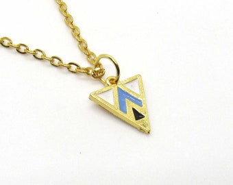 Gold Plated Multi Color Triangle Pendant, Geometric Design Necklace, Men's Necklace, Chevron Design Pendant, Men's Jewelry, Women's Necklace