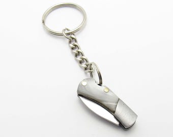 Gray Acrylic Inlay Stainless Steel Pocket Knife Keyring, Inlay Pocket Knife, Stainless Steel Pocket Knife, Mini Steel Pocket Knife Keyring