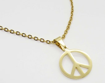 Stainless Steel Peace Symbol Pendant, Hypo Allergenic Jewelry, Peace Jewelry, Men's Necklace, Men's Jewelry, Woman Necklace