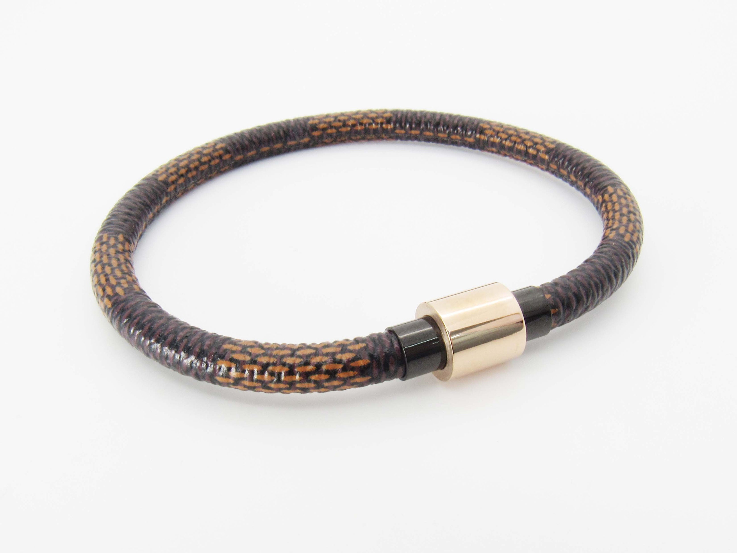 Louis Vuitton Digit Silver Tone Metal and Leather Bracelet at