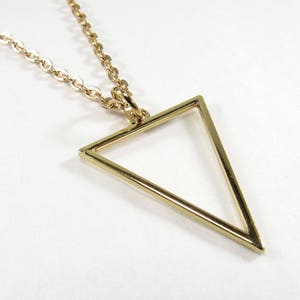 Gold Plated Triangle Pendant, Geometric Design Necklace, Open Triangle Pendant, Men&#39;s Necklace, Men&#39;s Jewelry, Women&#39;s Necklace