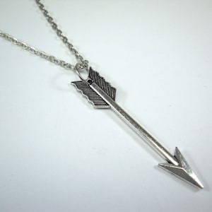 Large Arrow Pendant Necklace, Archer Pendant, Antique Silver Arrow Jewelry, Tribal Pendant Necklace, Men&#39;s Necklace, Women&#39;s Necklace