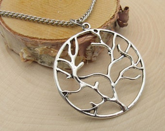 Antique Silver Tree Charm Pendant Necklace, Tree Pendant, Nature Necklace, Spirit Necklace, Gift for Women, Women's Necklace, Men's Necklace