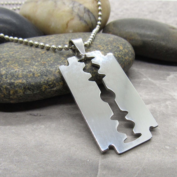 Stainless Steel Razor Blade Pendant Hypo Allergenic Jewelry 