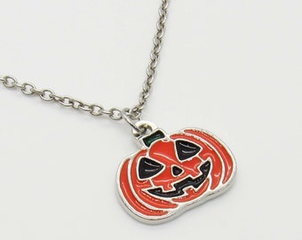 Pumpkin Halloween Charm Necklace, Halloween Jewelry, Seasonal Autumn Jewelry, Trick or Treat Charms, Halloween Costume Jewelry