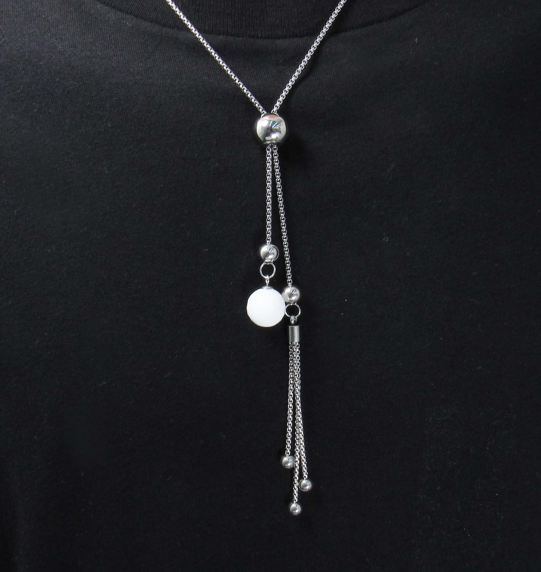 Adjustable Slide Sweater Necklace, Women's Necklace, 304 Stainless
