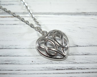 Heart Celtic Knot Pendant Necklace, Celtic Heart Pendant, Trinity Knot Heart Necklace, Love Knot Charm, Woman's Heart Necklace, Celtic Knot