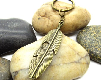 Feather Pendant Key Ring, Nature Pendant Key Ring, Feather Key Chain, Men's Accessories, Women's Accessories