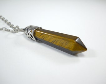 Tigers Eye Gemstone Necklace, Tigers Eye Quartz Gemstone, Men's Necklace, Tigers Eye Healing Gemstone, Tribal Jewelry, Women's Necklace