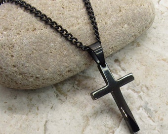 Gunmetal Stainless Steel Cross Pendant, Hypo Allergenic Jewelry, Spiritual Jewelry, Men's Necklace, Men's Jewelry, Woman Necklace