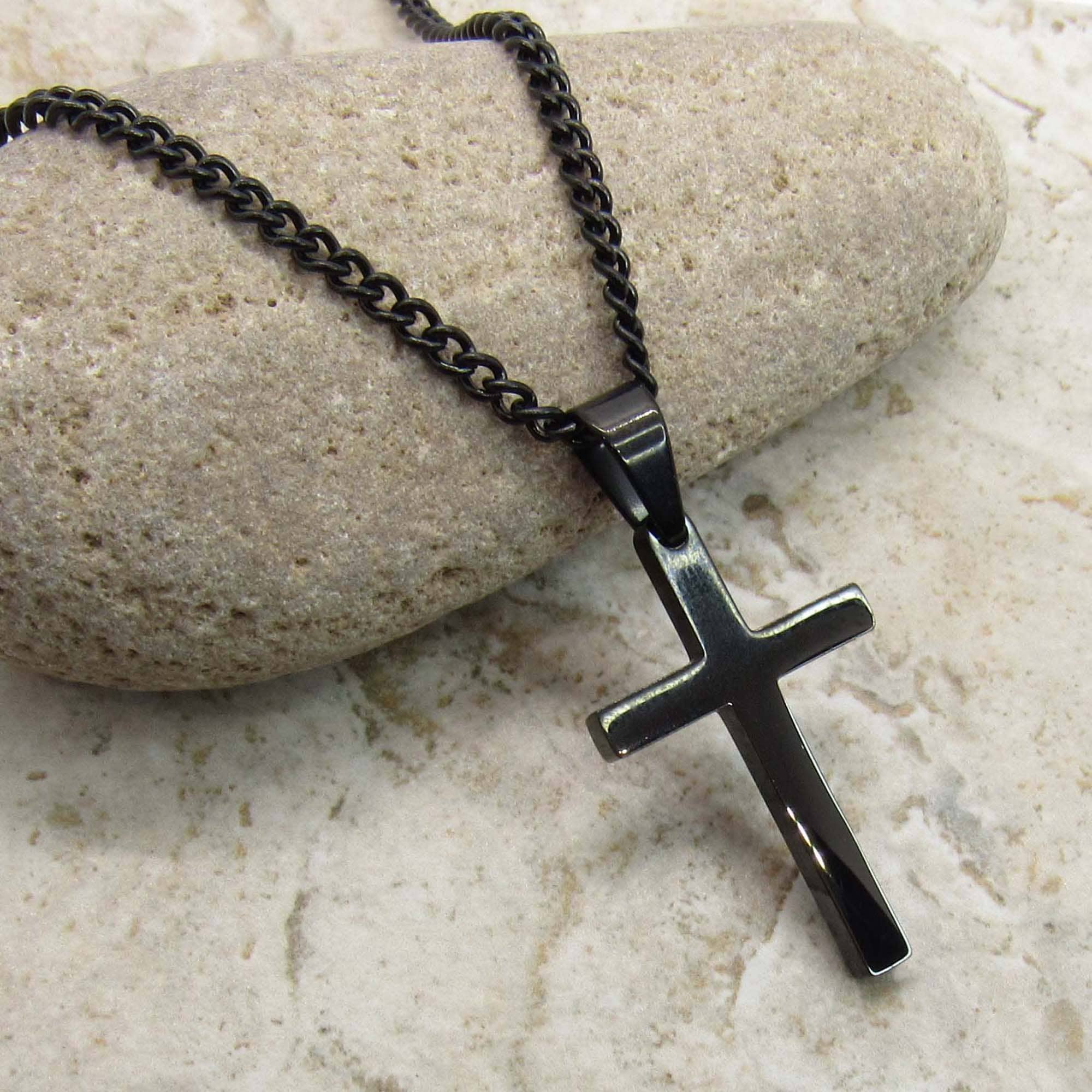 Mens gunmetal store cross necklace