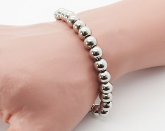Stainless Steel 8mm Ball Chain Bracelet, Hypo Allergenic Jewelry, Steel Beaded Fashion Bracelet, Men's Bracelet, Women's Bracelet