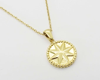 Gold Star Charm Pendant Necklace for Men, Stainless Steel Gold Plated Star Pendant, Men's Jewelry, Women's Necklace, Celestial Charm Jewelry