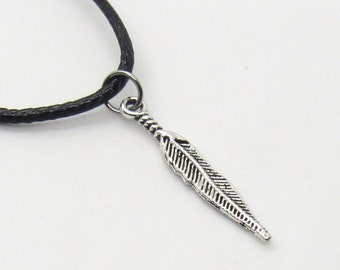 Feather Small Charm Pendant Necklace, Small Feather Charm, Nature Charm Necklace, Men's Jewelry, Woman's Necklace, Layered Charms Necklace